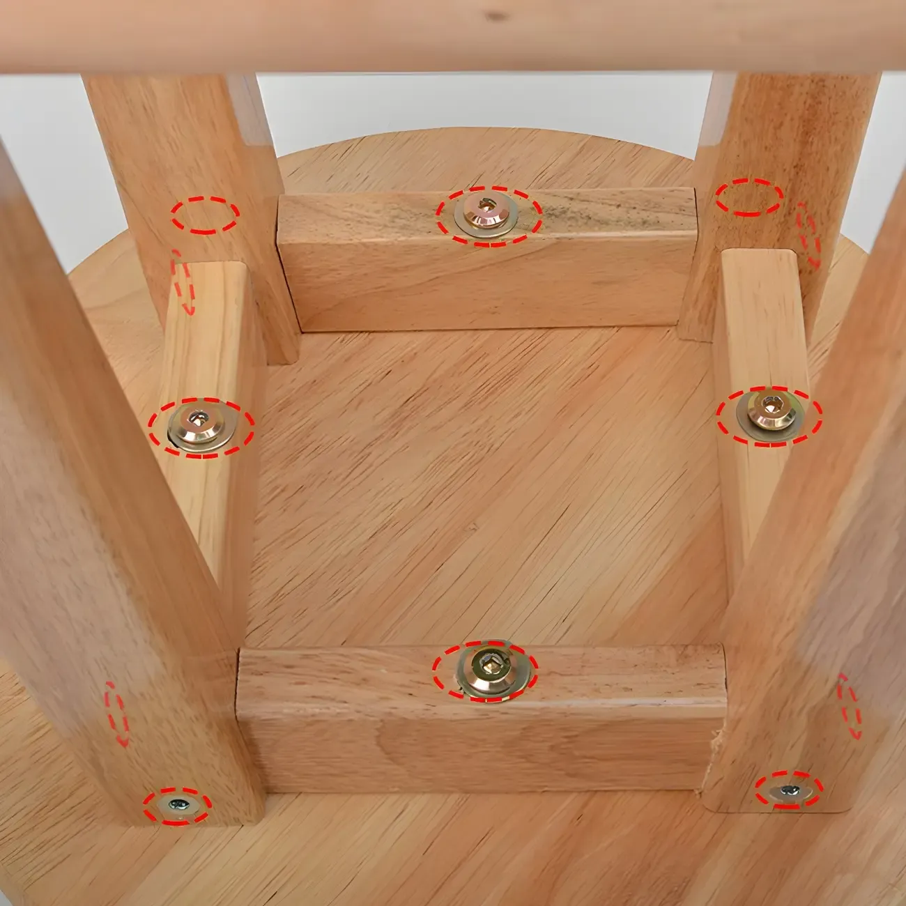 Round Oak Wood Backless Counter Height Bar Stool  Image - 12