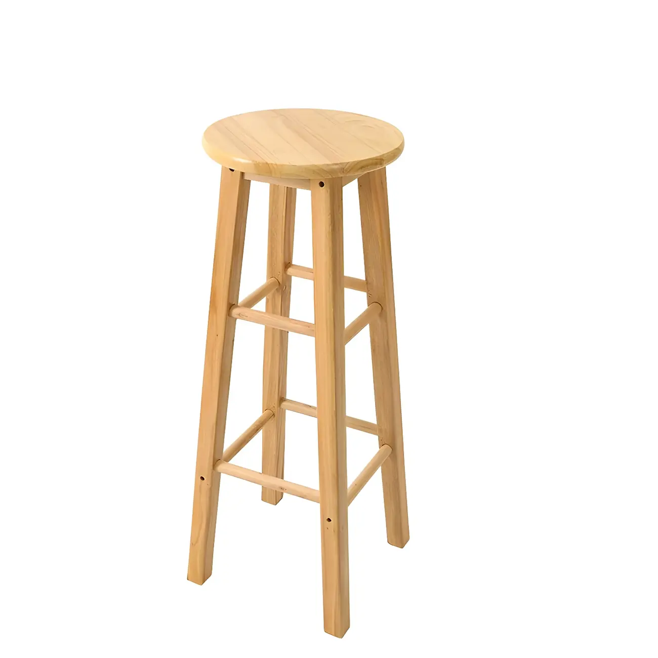 Round Oak Wood Backless Counter Height Bar Stool  Image - 13 | homeyfad