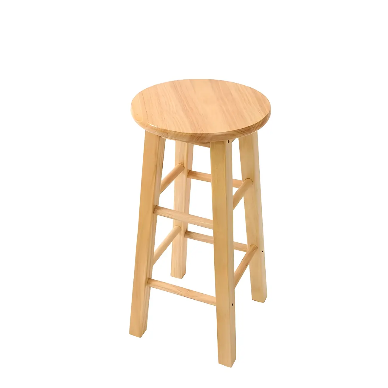 Round Oak Wood Backless Counter Height Bar Stool  Image - 14 | homeyfad