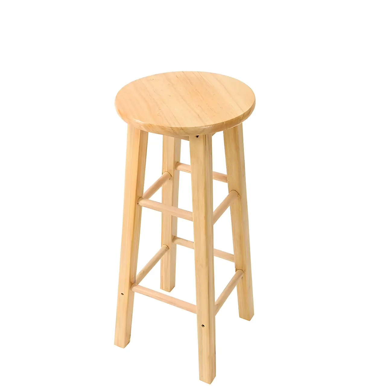 Round Oak Wood Backless Counter Height Bar Stool  Image - 15 | homeyfad