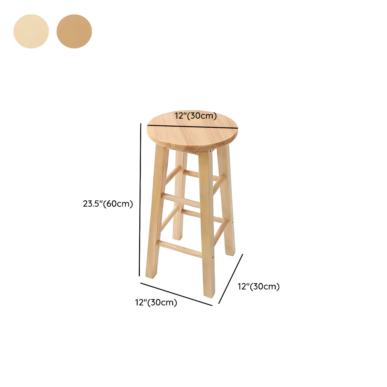 Round Oak Wood Backless Counter Height Bar Stool  #size | homeyfad