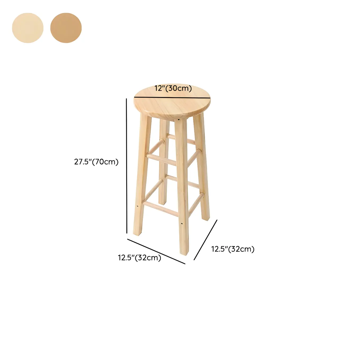 Round Oak Wood Backless Counter Height Bar Stool  Image - 17 | homeyfad