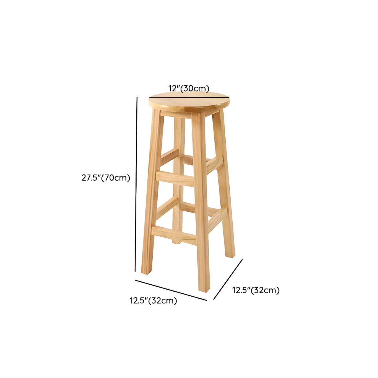 Round Oak Wood Backless Counter Height Bar Stool  Image - 19 | homeyfad