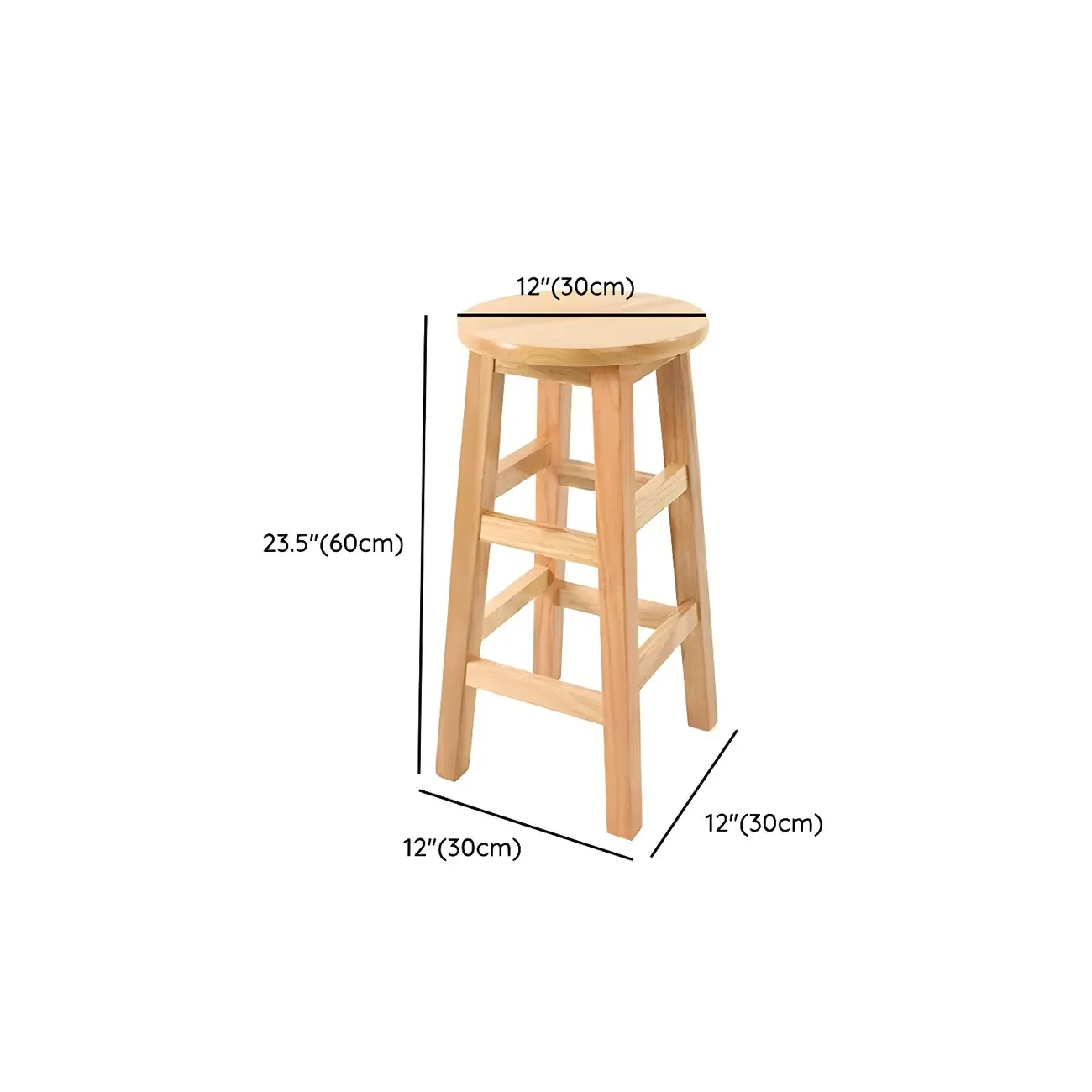 Round Oak Wood Backless Counter Height Bar Stool  Image - 20