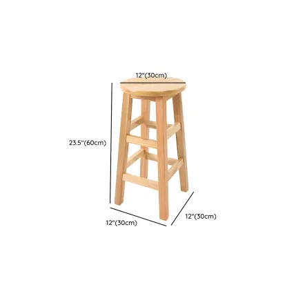 Round Oak Wood Backless Counter Height Bar Stool  Image - 20