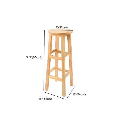 Round Oak Wood Backless Counter Height Bar Stool  Image - 21