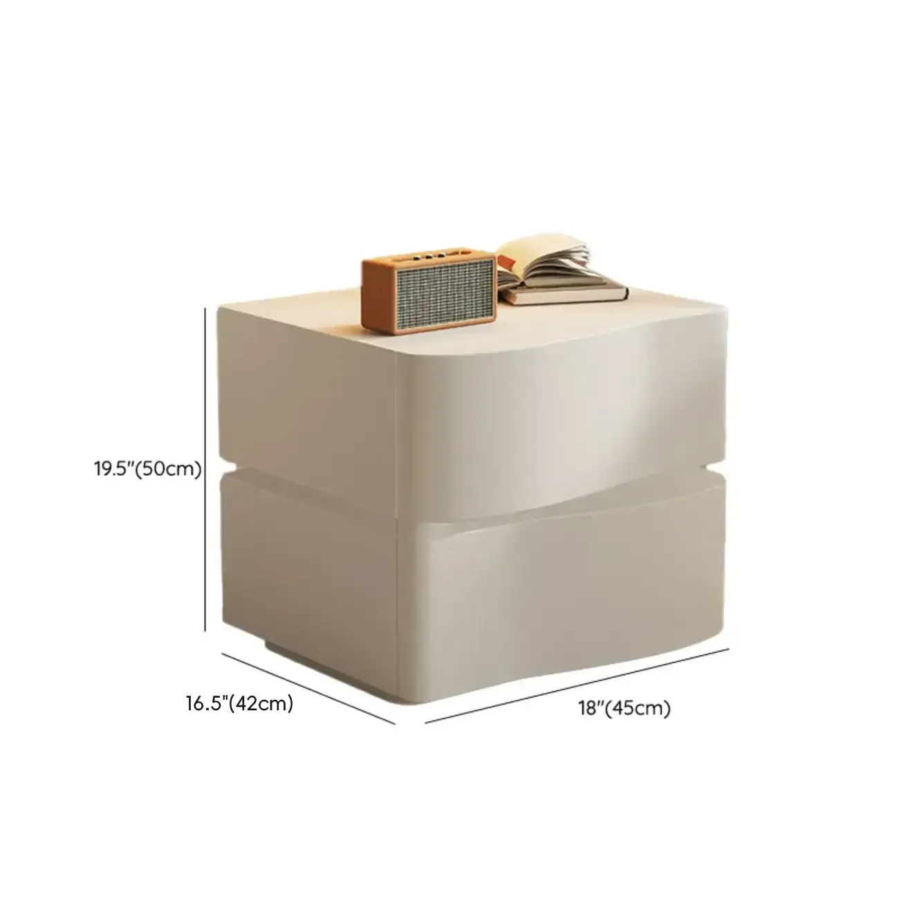 Modern White Waved Wood 3-Drawer Nightstand Image - 14