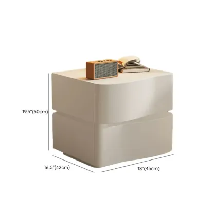 Modern White Waved Wood 3-Drawer Nightstand Image - 14