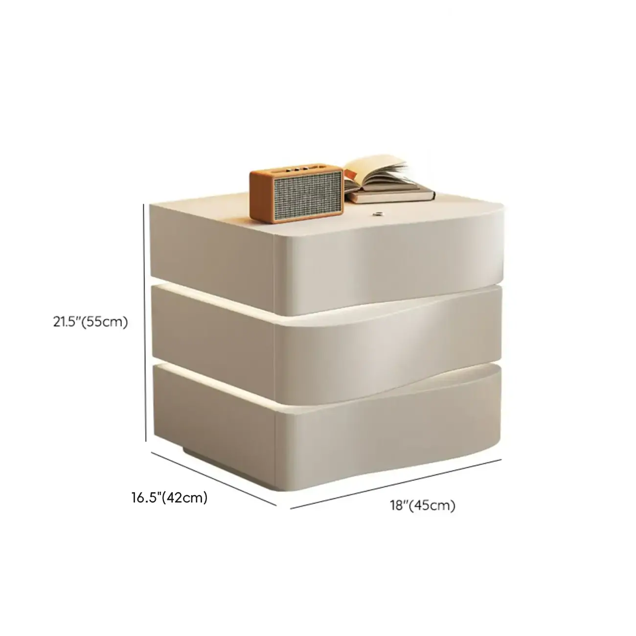 Modern White Waved Wood 3-Drawer Nightstand Image - 15 | homeyfad