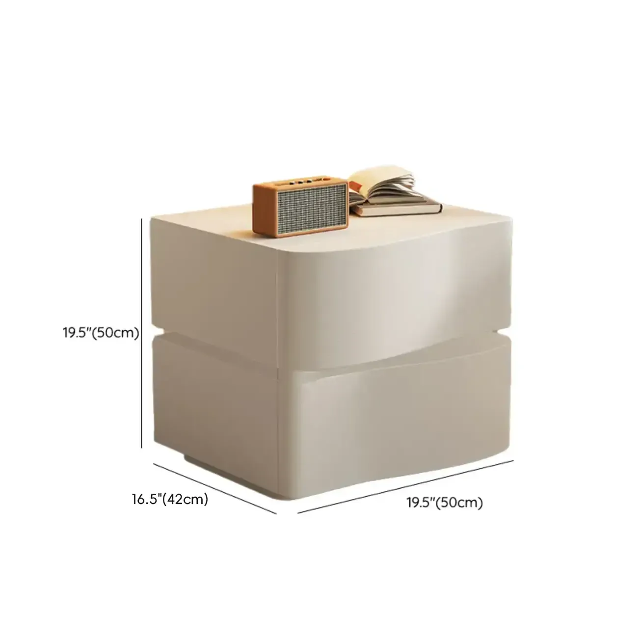 Modern White Waved Wood 3-Drawer Nightstand Image - 17