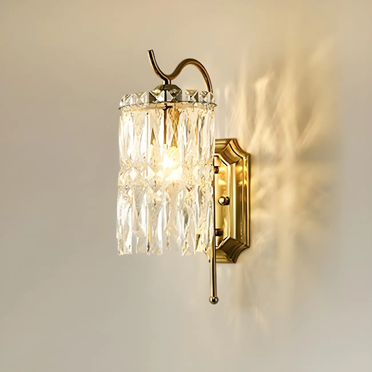 Luxury Crystal Shade Brass Wall Sconce for Living Room Image - 12 | homeyfad