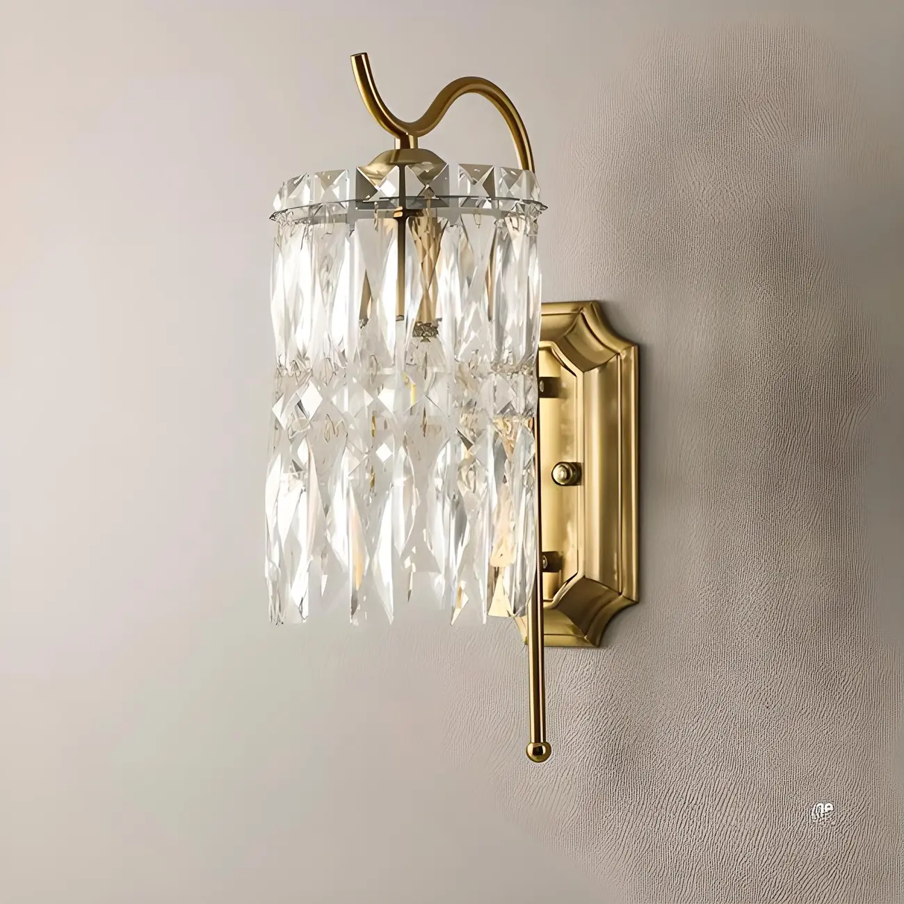 Luxury Crystal Shade Brass Wall Sconce for Living Room Image - 13 | homeyfad