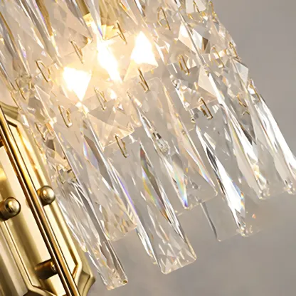 Luxury Crystal Shade Brass Wall Sconce for Living Room Image - 16