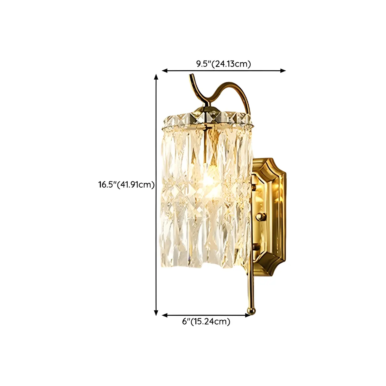 Luxury Crystal Shade Brass Wall Sconce for Living Room #size | homeyfad