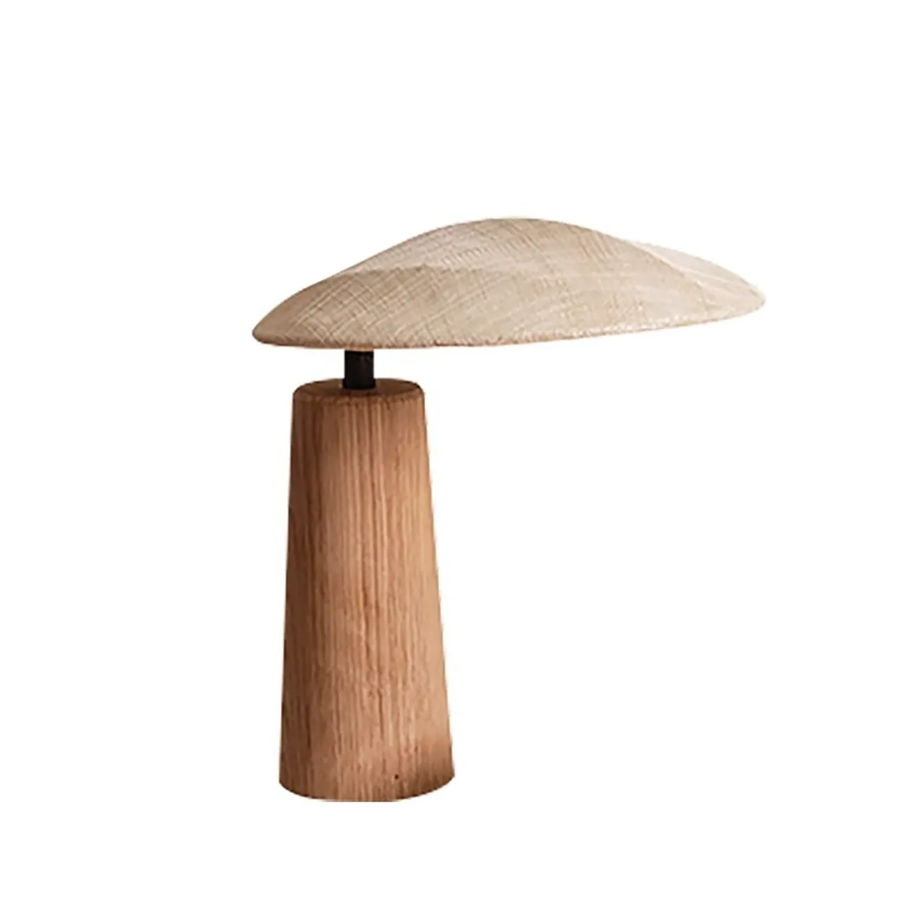 Nordic Flax Shade Natural Wood Table Lamp for Bedroom Image - 9