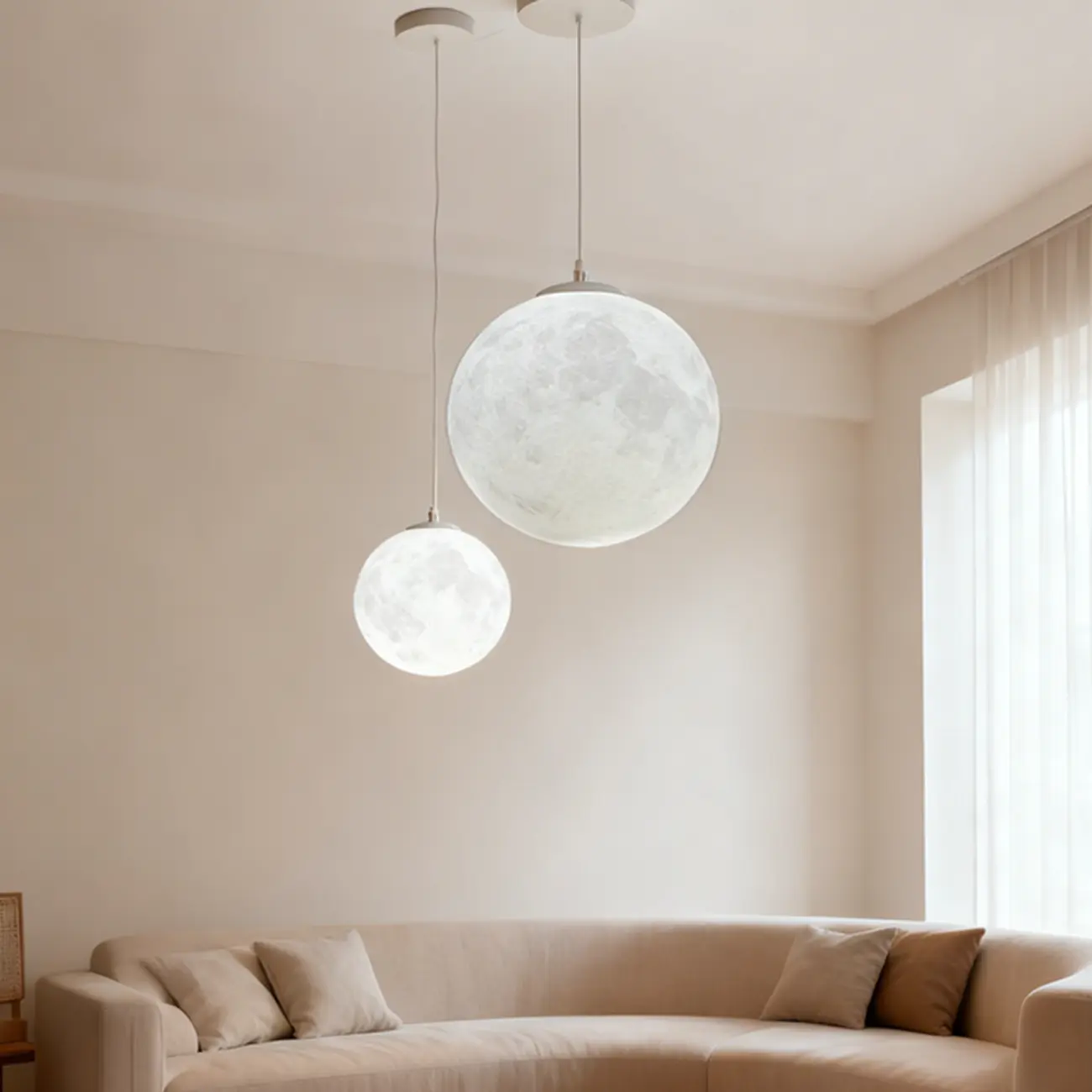 Dimmable 3D Moon Pendant Light for Modern Bedside Decor Image - 5 | homeyfad