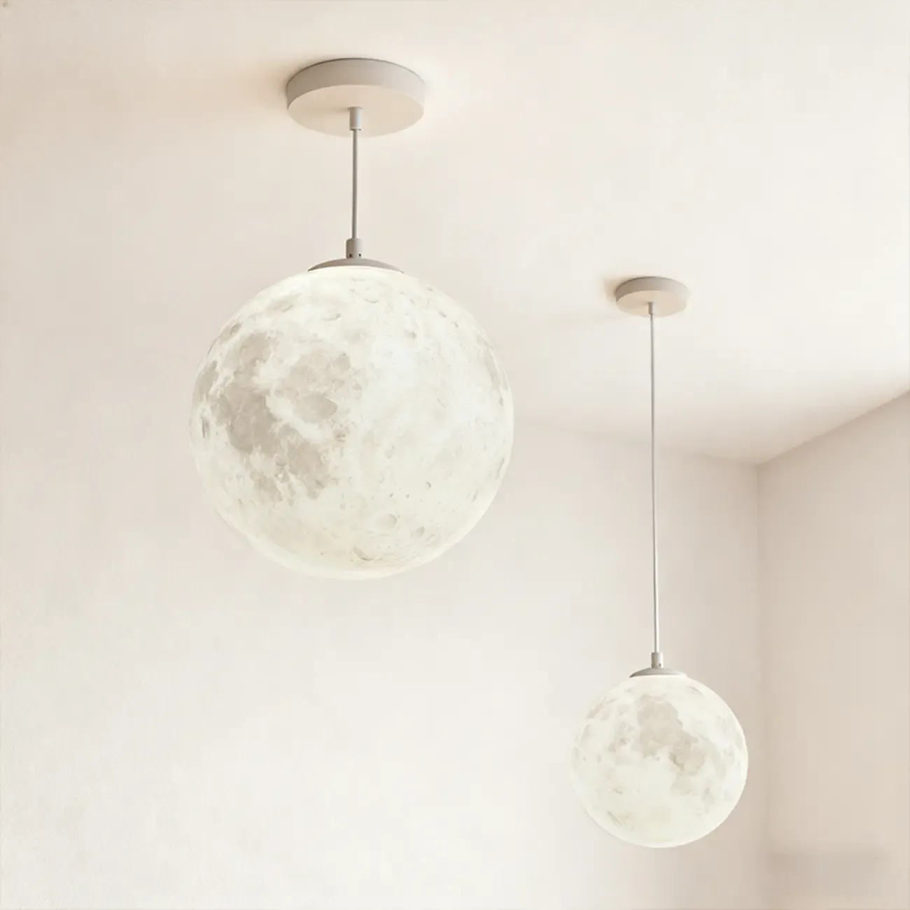 Dimmable 3D Moon Pendant Light for Modern Bedside Decor Image - 15