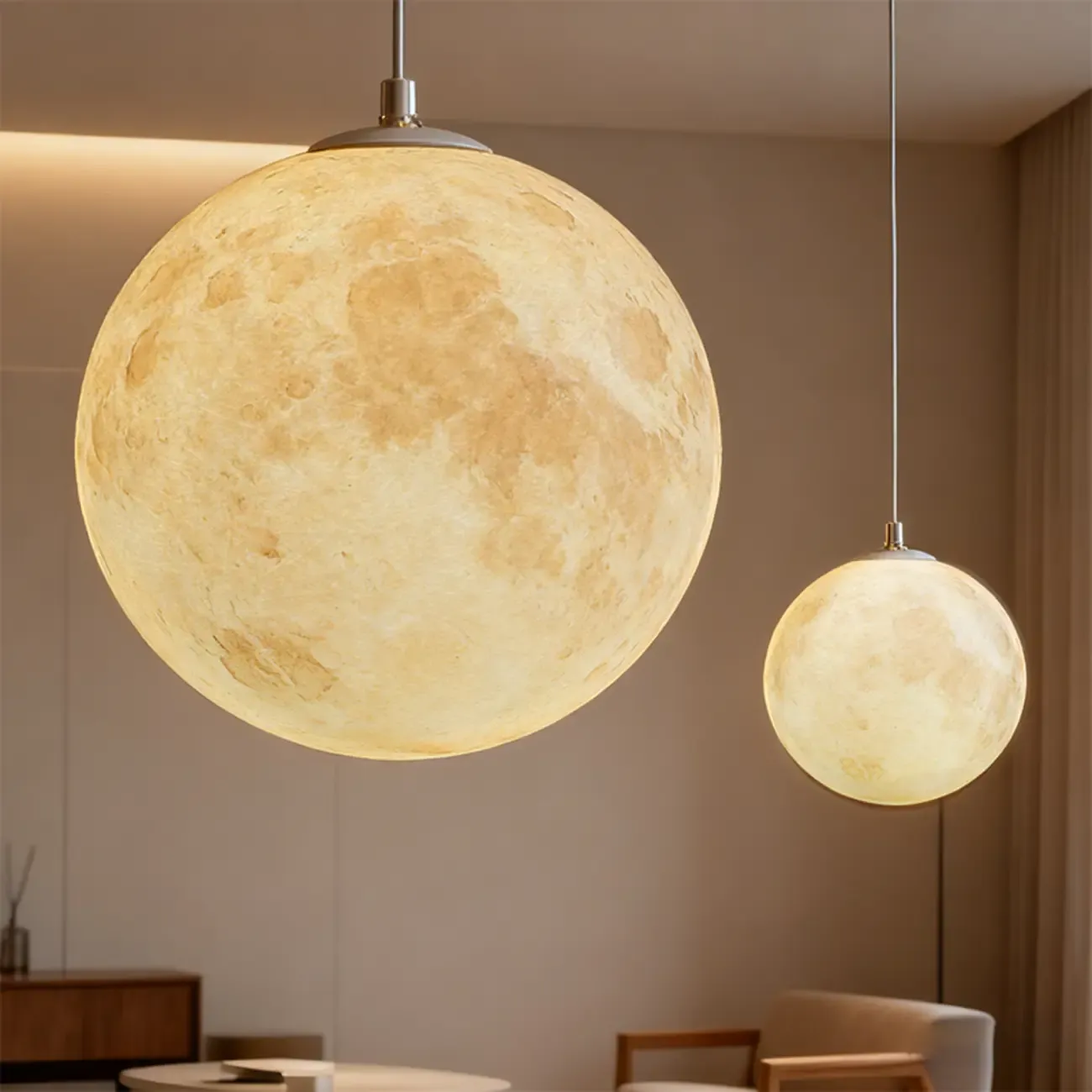 Dimmable 3D Moon Pendant Light for Modern Bedside Decor Image - 8