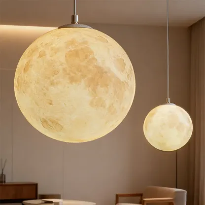 Dimmable 3D Moon Pendant Light for Modern Bedside Decor Image - 8