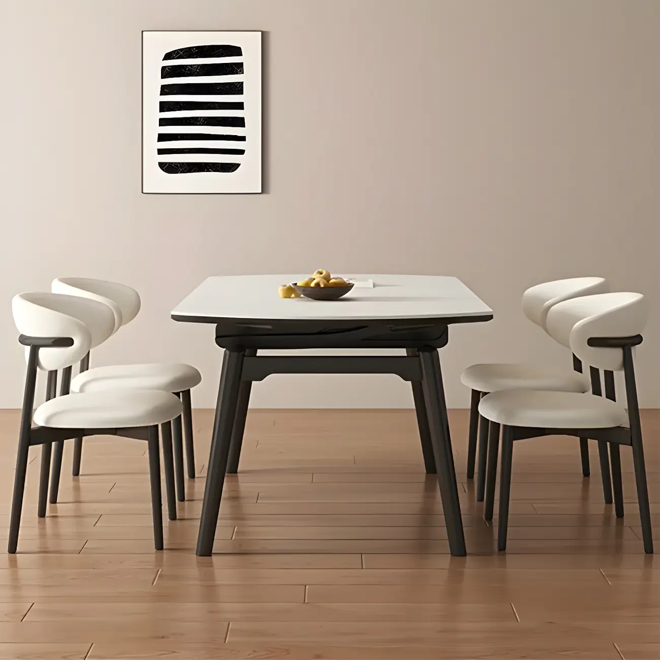 Modern Stone Top Cherry Wood Extendable Dining Table Image - 2 | homeyfad