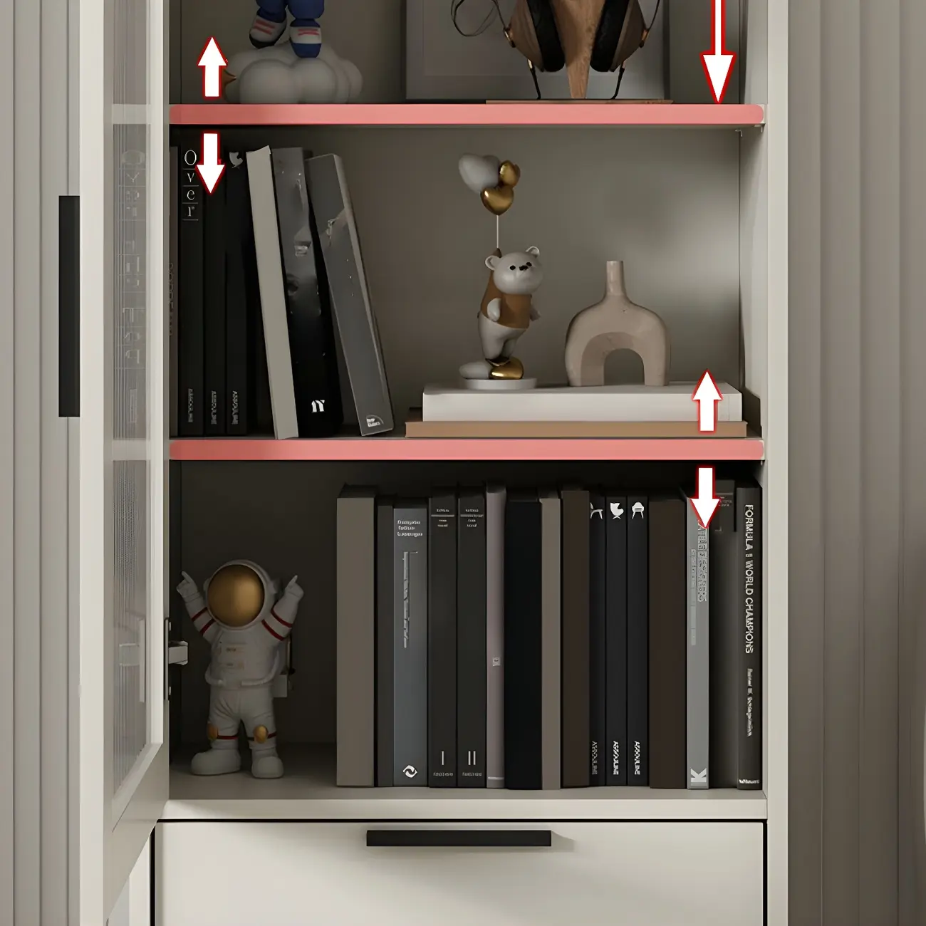 Modern Stylish Cream White Wood Glass Storage Cabinet Image - 16 | homeyfad