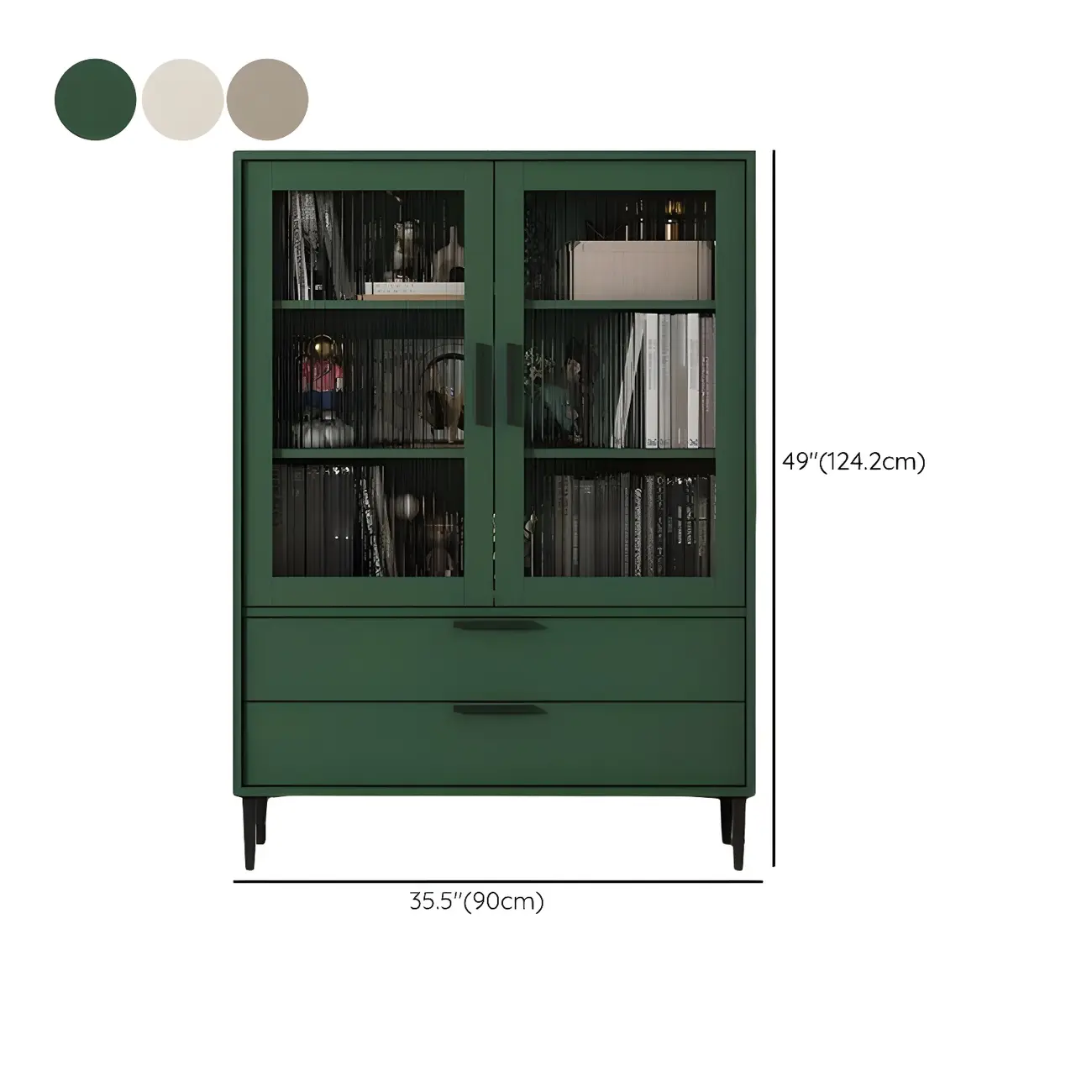 Modern Stylish Cream White Wood Glass Storage Cabinet Image - 34 | homeyfad