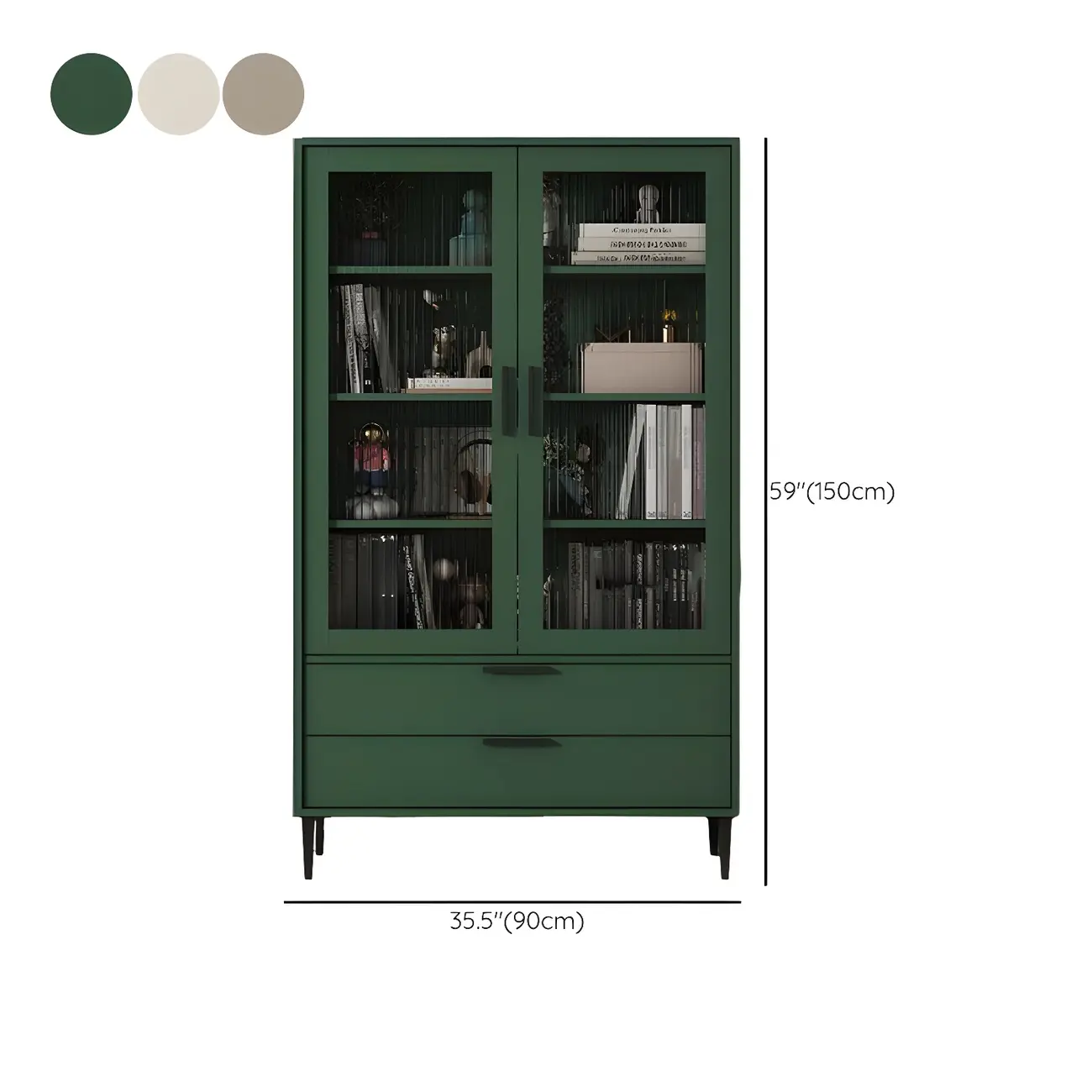 Modern Stylish Cream White Wood Glass Storage Cabinet Image - 35 | homeyfad