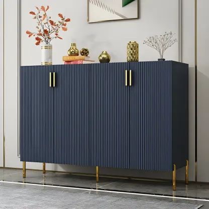 Contemporary Blue Wooden Shoe Storage Cabinet Image - 1