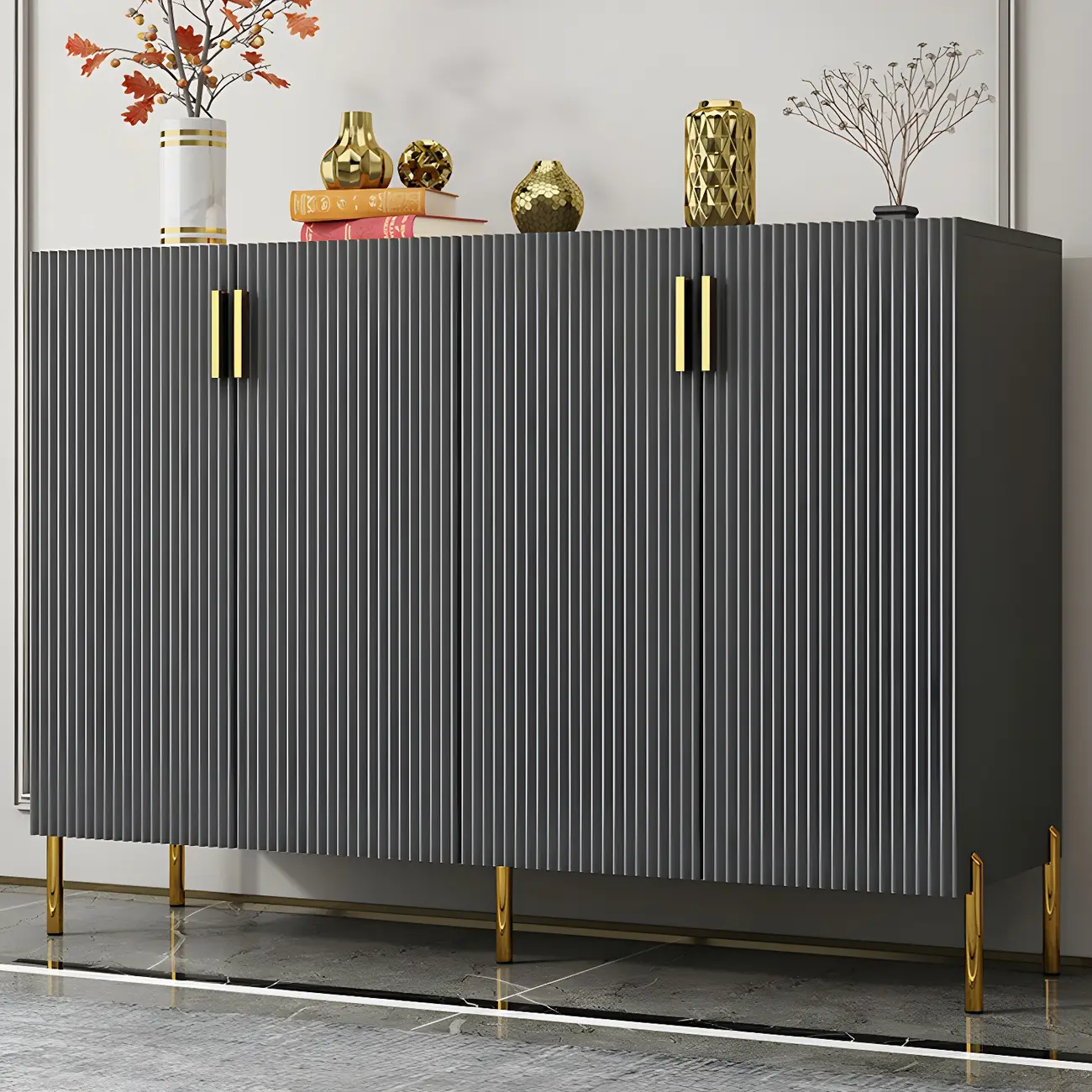 Contemporary Blue Wooden Shoe Storage Cabinet Image - 2 | homeyfad