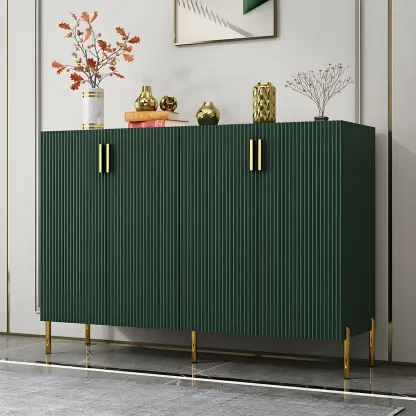 Contemporary Blue Wooden Shoe Storage Cabinet Image - 3