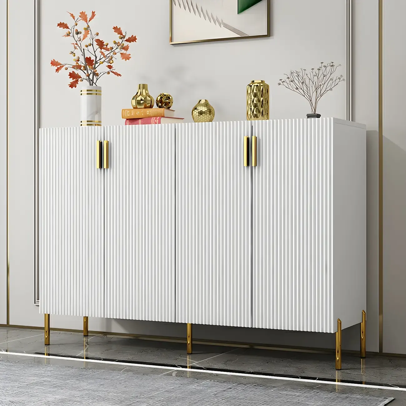 Contemporary Blue Wooden Shoe Storage Cabinet Image - 5