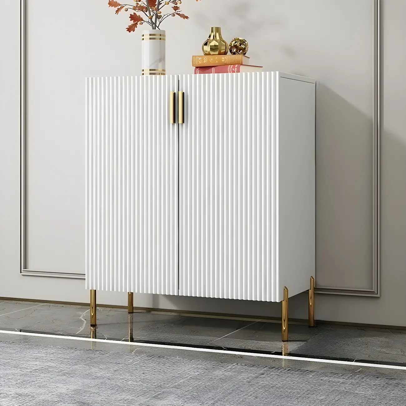 Contemporary Blue Wooden Shoe Storage Cabinet Image - 6 | homeyfad