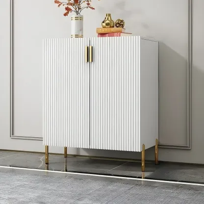 Contemporary Blue Wooden Shoe Storage Cabinet Image - 6