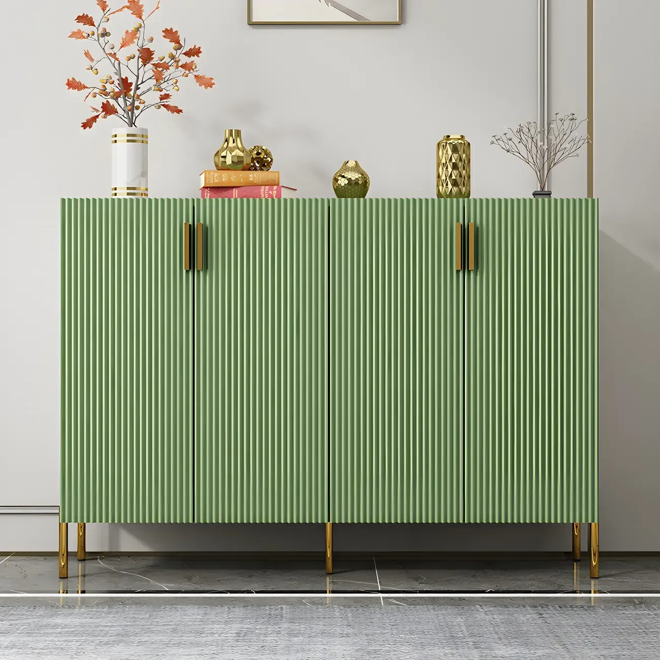 Contemporary Blue Wooden Shoe Storage Cabinet Image - 8