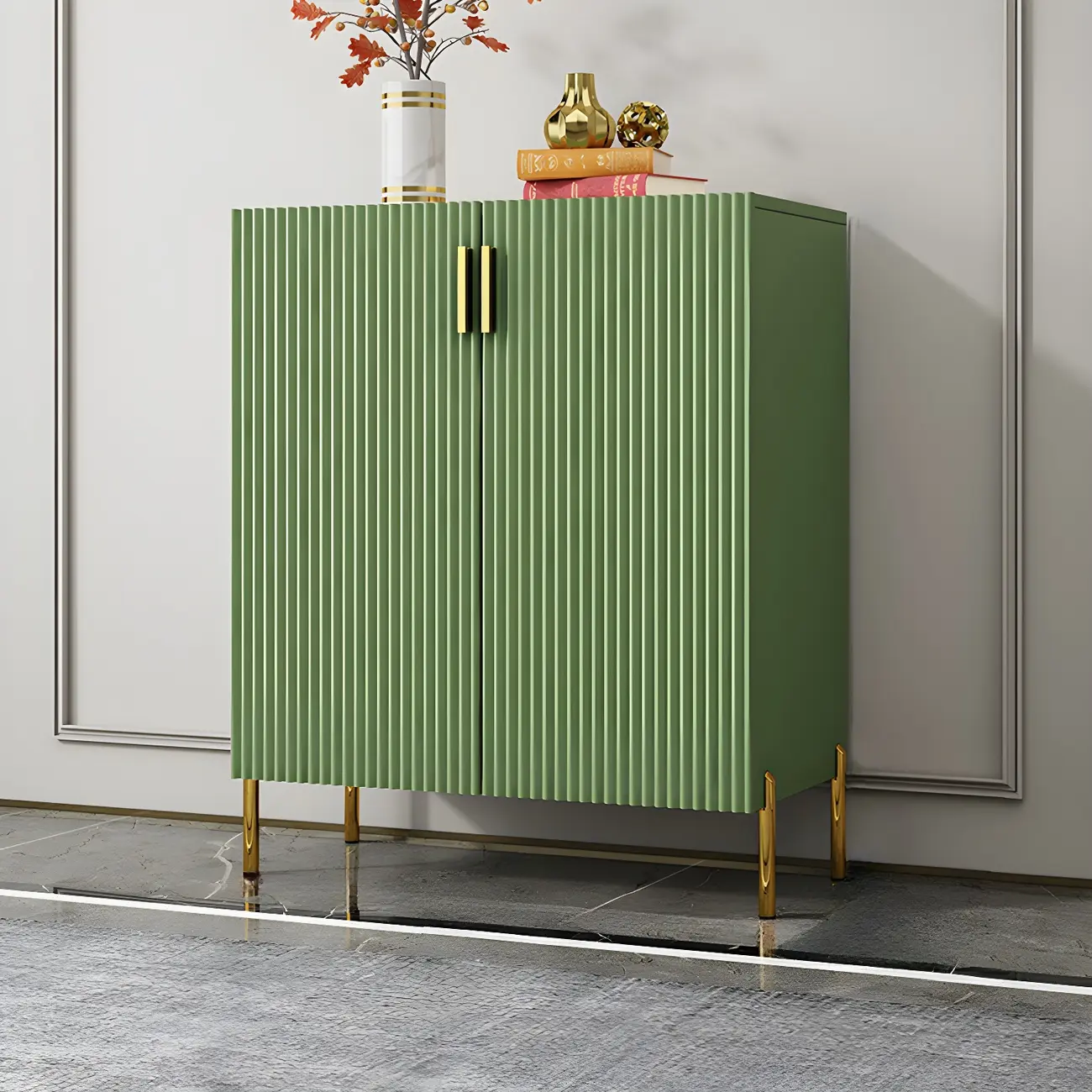 Contemporary Blue Wooden Shoe Storage Cabinet Image - 9 | homeyfad