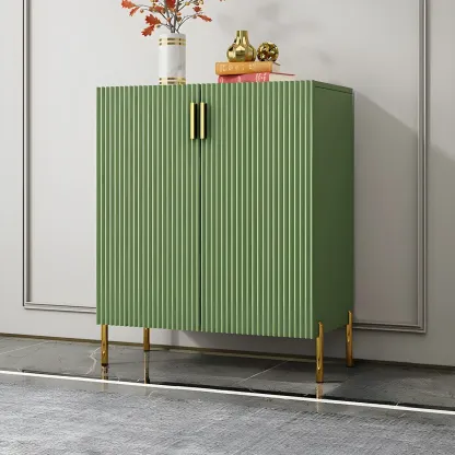 Contemporary Blue Wooden Shoe Storage Cabinet Image - 9