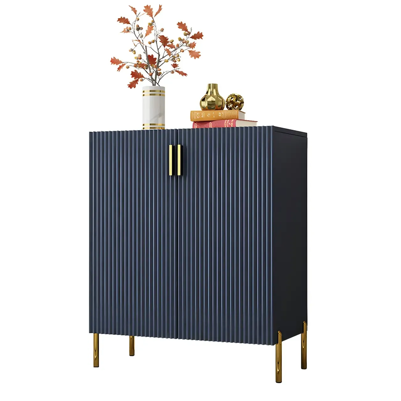 Contemporary Blue Wooden Shoe Storage Cabinet Image - 10