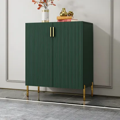 Contemporary Blue Wooden Shoe Storage Cabinet Image - 11