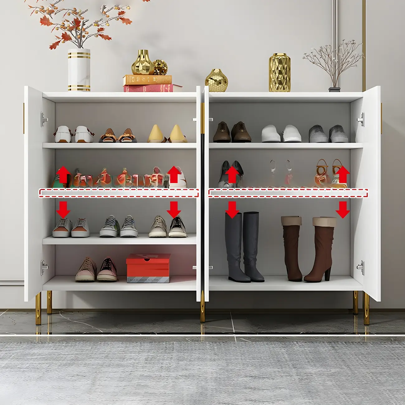 Contemporary Blue Wooden Shoe Storage Cabinet Image - 15 | homeyfad