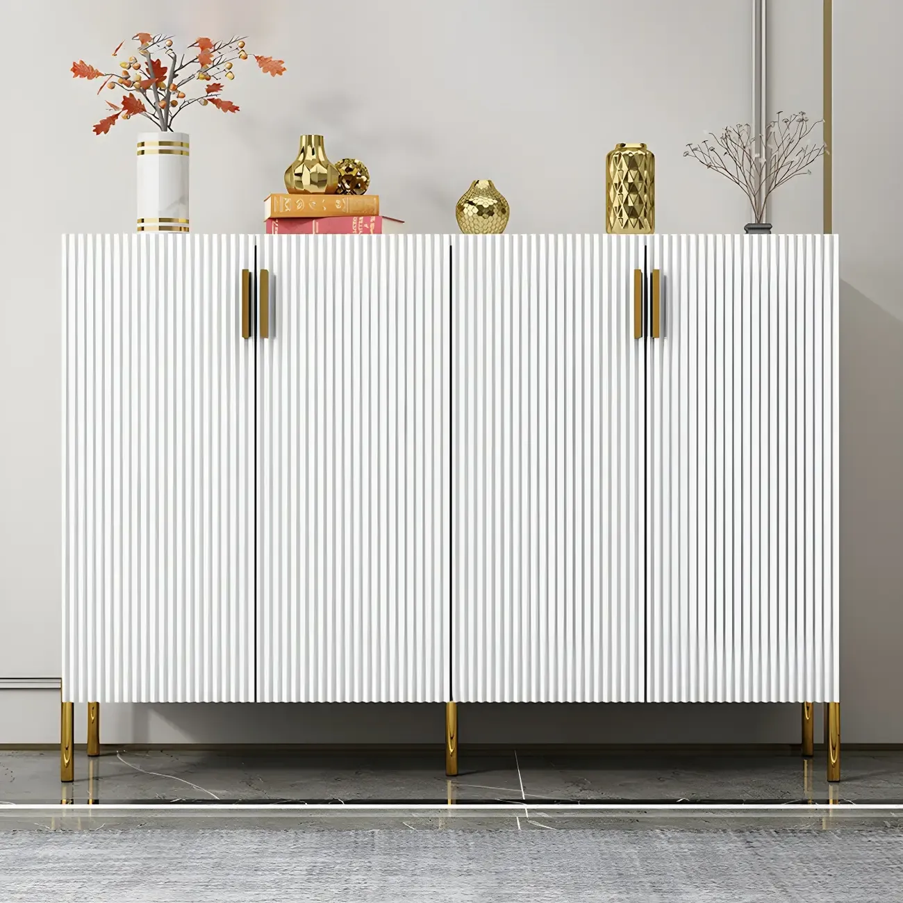 Contemporary Blue Wooden Shoe Storage Cabinet Image - 17