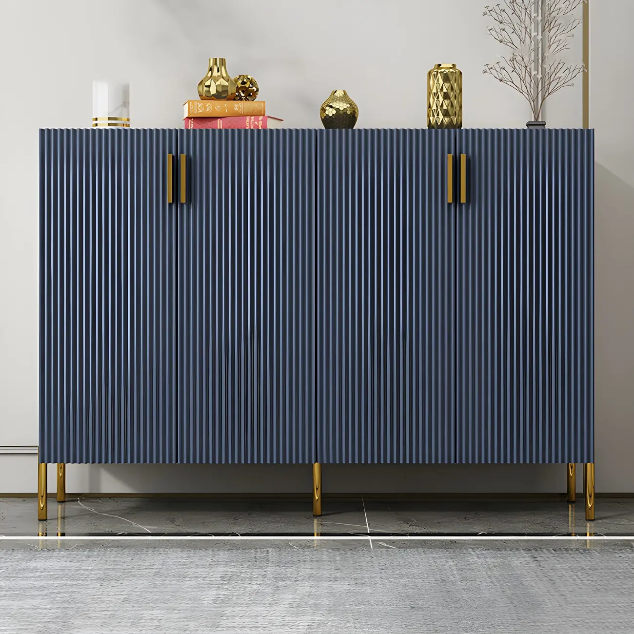 Contemporary Blue Wooden Shoe Storage Cabinet Image - 18 | homeyfad