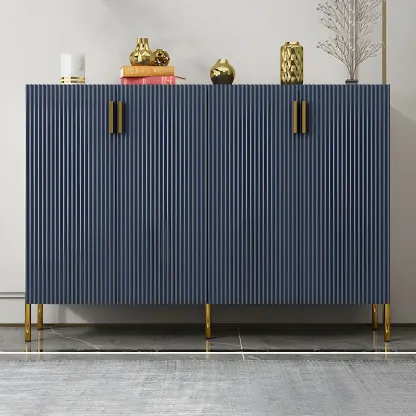 Contemporary Blue Wooden Shoe Storage Cabinet Image - 18