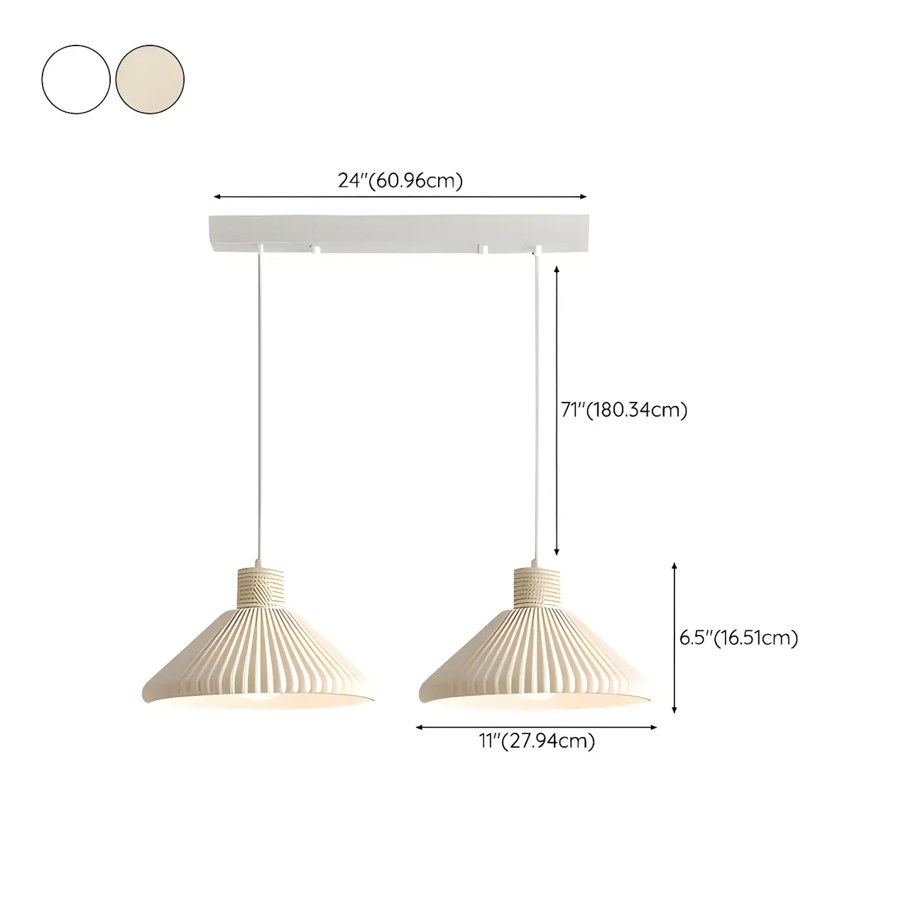 Modern Beige Cone Island Pendant Light Adjustable for Kitchen #size