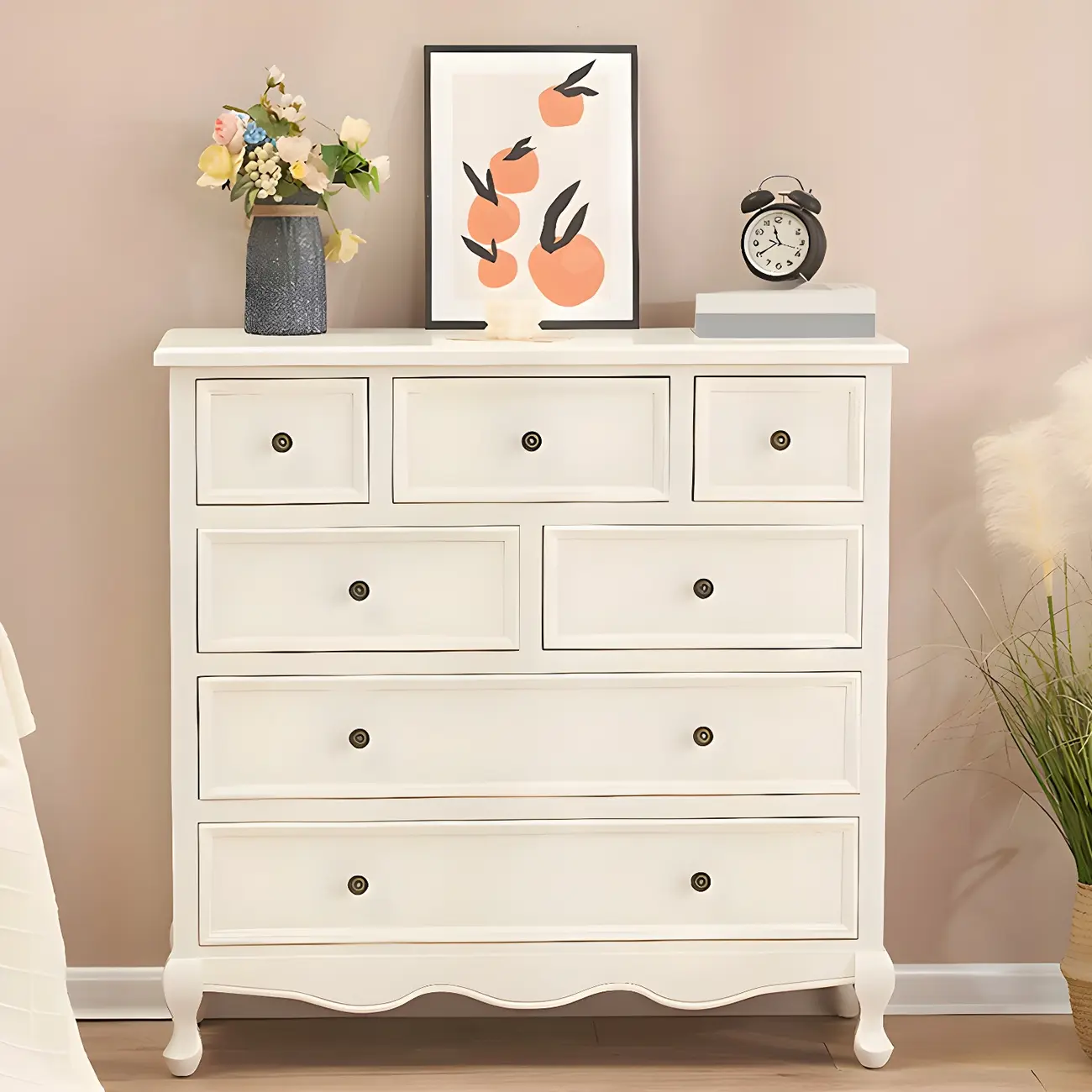 Elegant Classic Lacquered White Brown Wooden Storage Chest Image - 3 | homeyfad