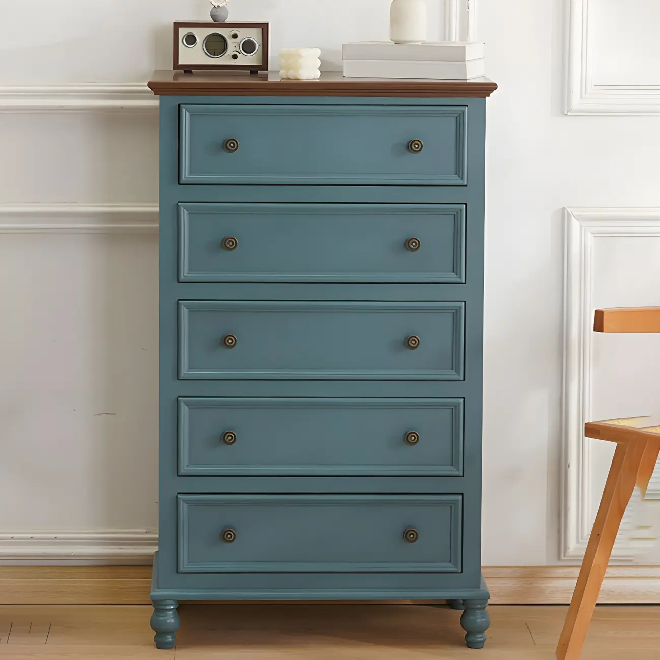 Elegant Classic Lacquered White Brown Wooden Storage Chest Image - 5 | homeyfad