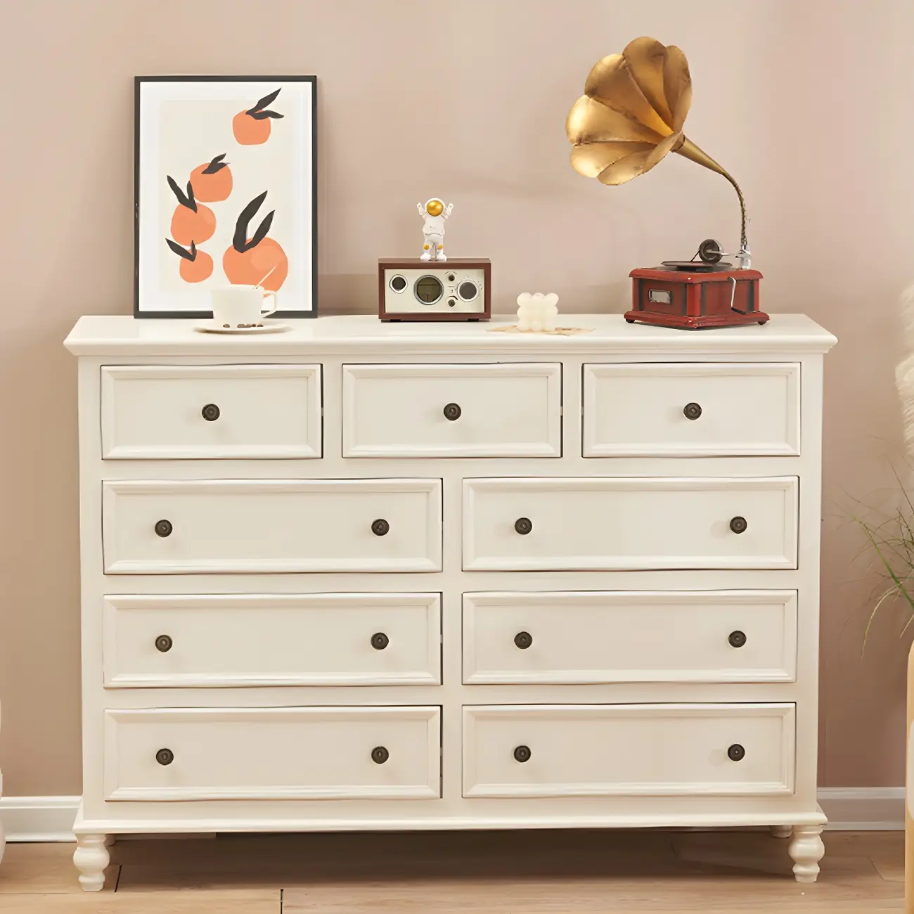 Elegant Classic Lacquered White Brown Wooden Storage Chest Image - 10 | homeyfad