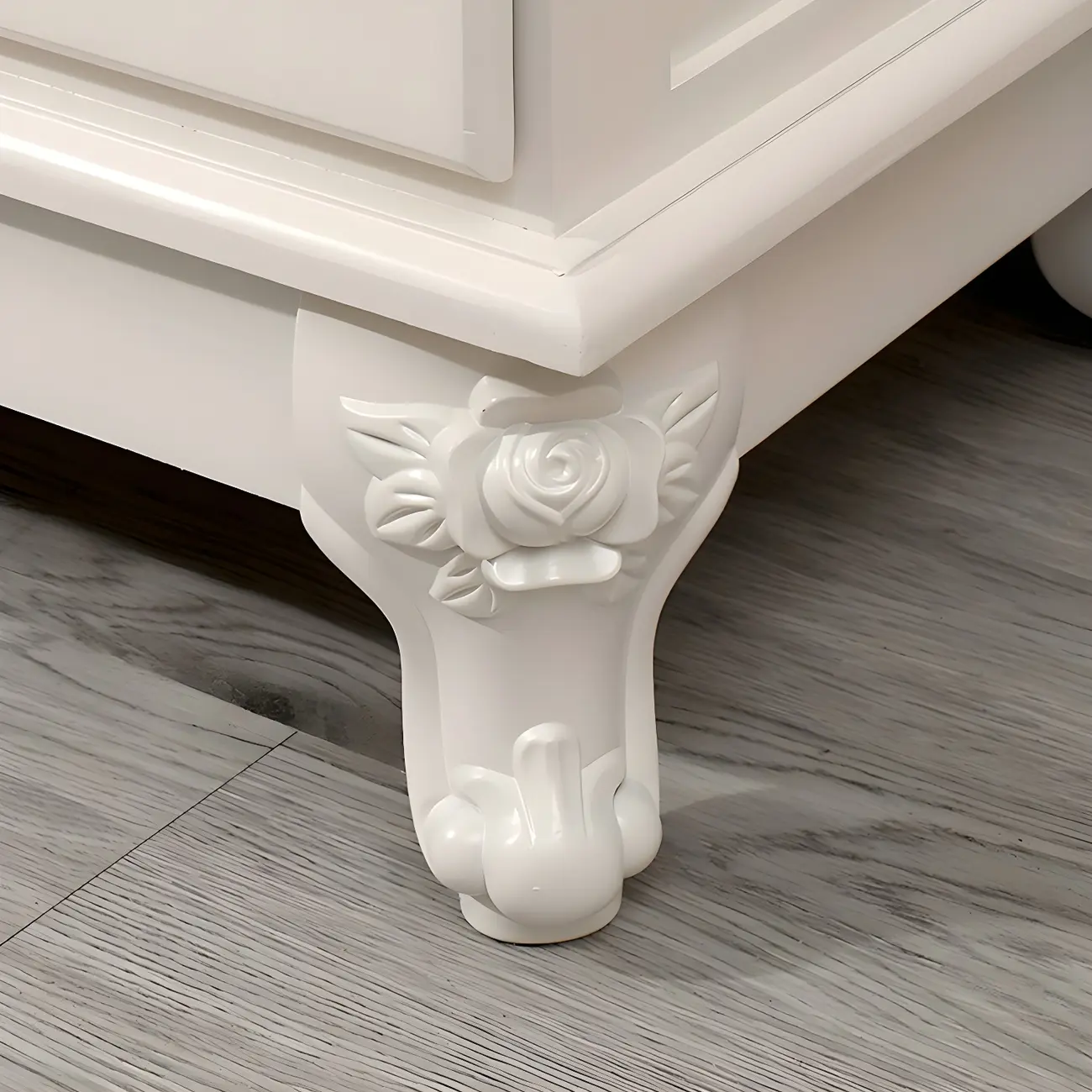 Elegant Classic Lacquered White Brown Wooden Storage Chest Image - 16 | homeyfad