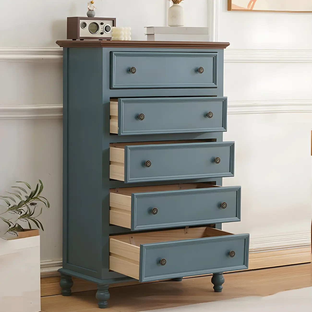 Elegant Classic Lacquered White Brown Wooden Storage Chest Image - 18 | homeyfad