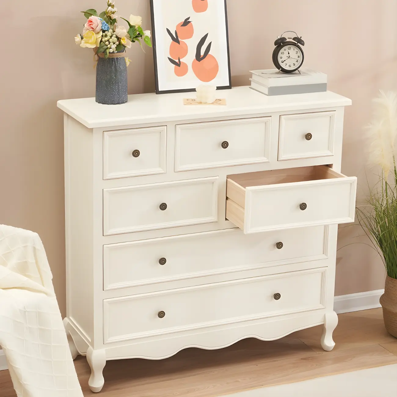 Elegant Classic Lacquered White Brown Wooden Storage Chest Image - 24 | homeyfad