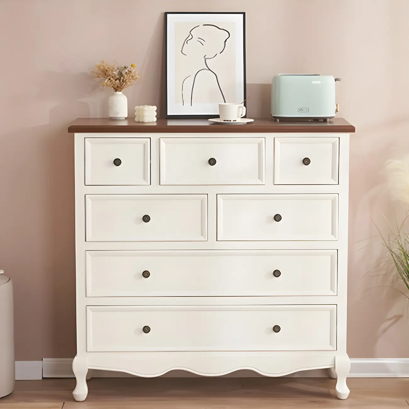 Elegant Classic Lacquered White Brown Wooden Storage Chest Image - 26 | homeyfad